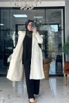 Angora Taşlı Kaban Ekru