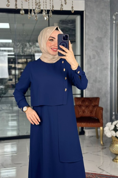 Ahuzar Elbise Lacivert