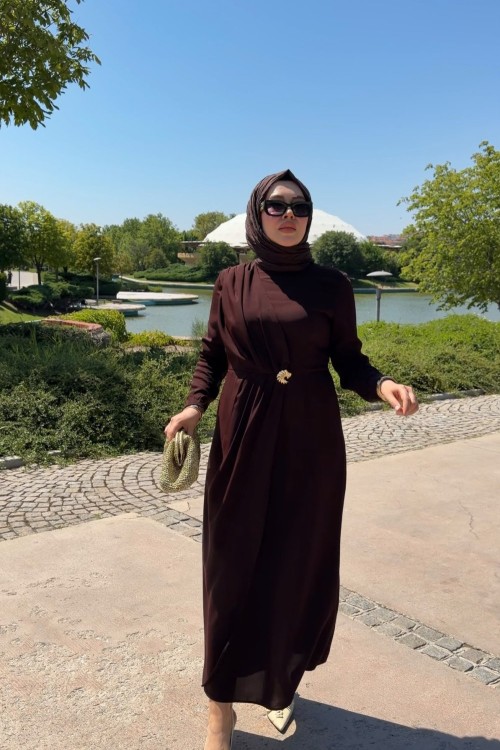 İlay Elbise Kahverengi