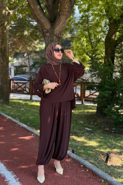 Kumsal şalvar takım-Kahverengi