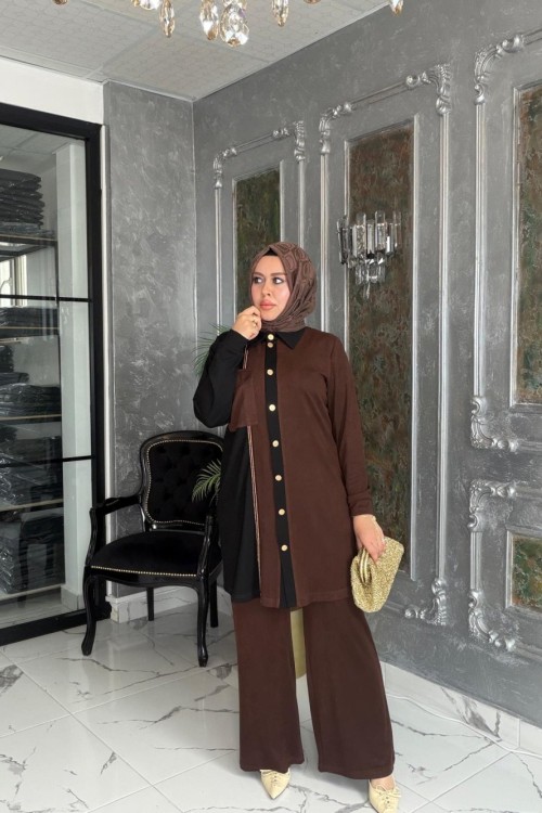 Filiz Pantolon Takım Kahvrengi